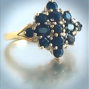 10k gold diamonds sapphires elegant ring